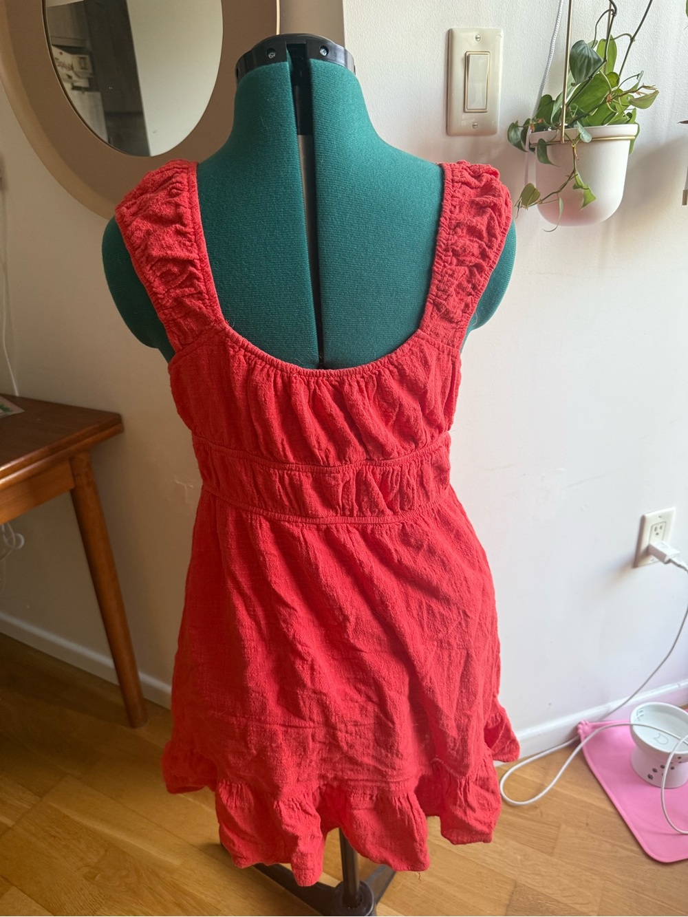 Gilli Red Ruched Sundress with Ruffled Hem - Picture 2 of 4